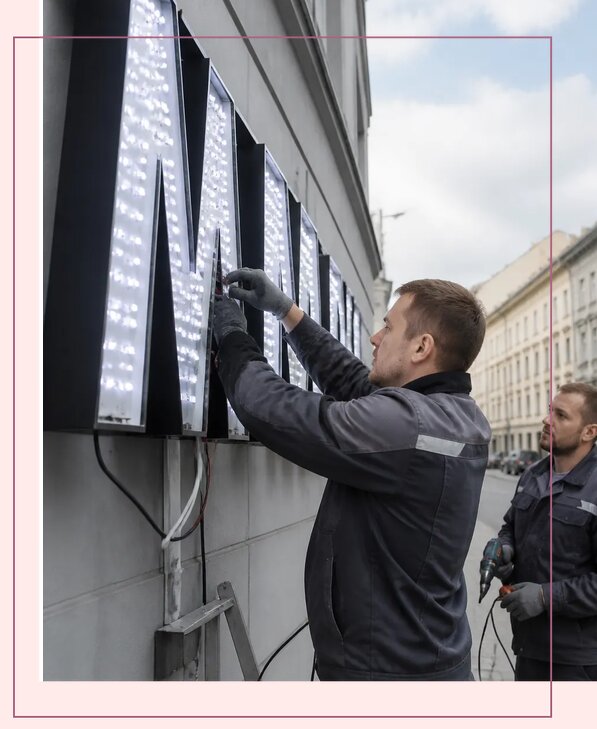Изготовление и монтаж светодиодных LED вывесок в Новодвинске